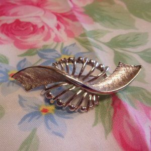 Hedy Silver Tone Ribbon Spray Brooch